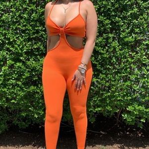 Orange Cut-Out Jumpsuit
